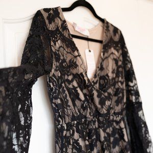 Black Lace Dress with Bell Sleeves